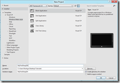 Create a new Windows Metro Style Blank Application.
