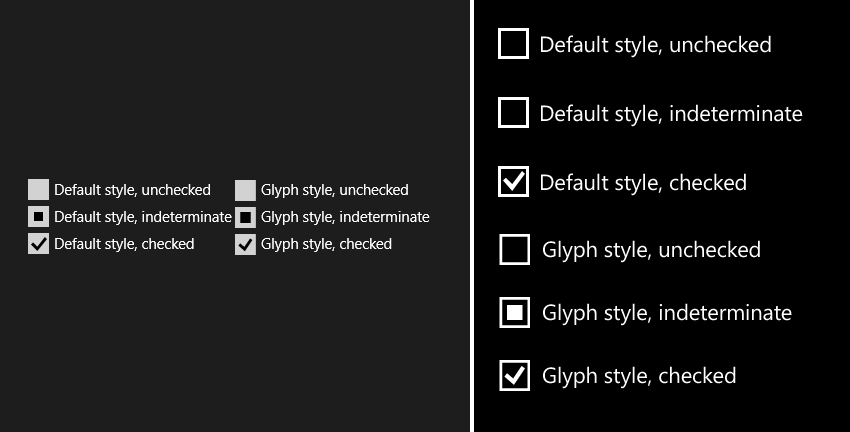 Custom CheckBox styles on Windows 8.1 and Windows Phone