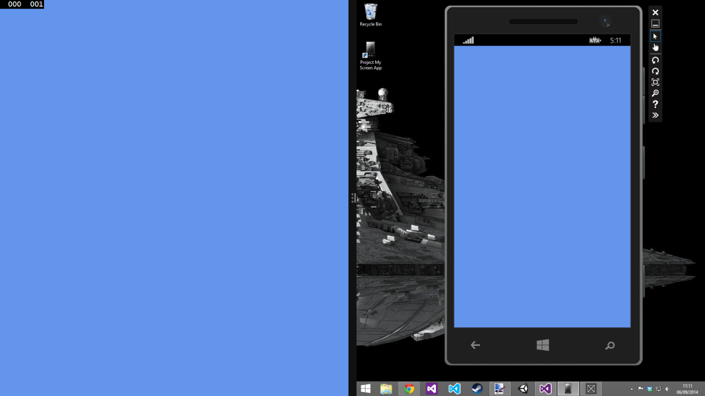 Application running in Windows and Windows Phone emulator side by side